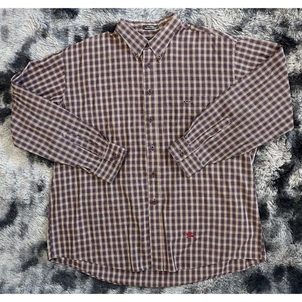 Vintage Burberrys Long Sleeve Plaid Button Down Shirt